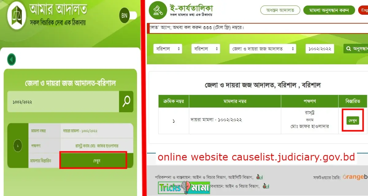 মামলা দেখার উপায়